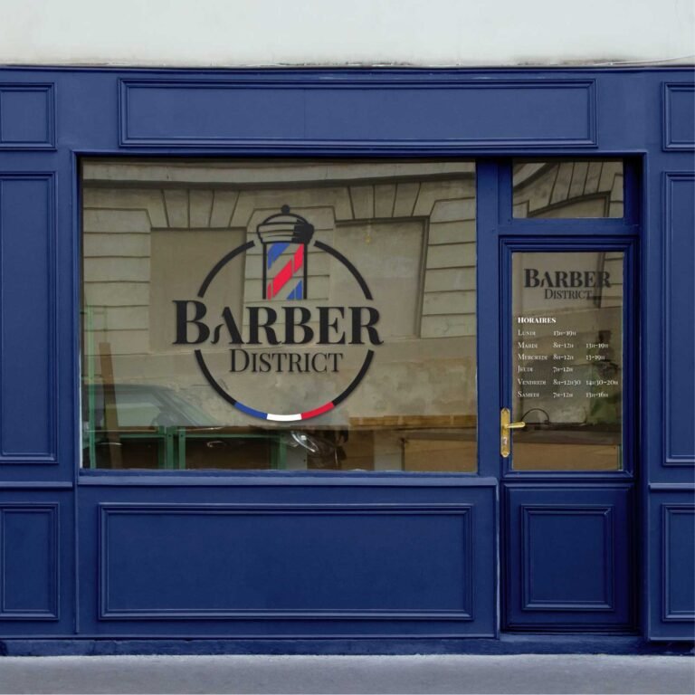 Enseigne du salon Barber District située à Chazay d'Azergues