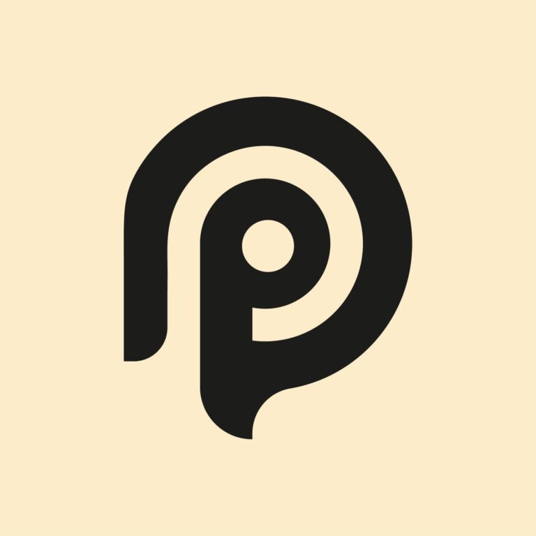 Symbole du logo secondaire Pragmathic sur fond crème.