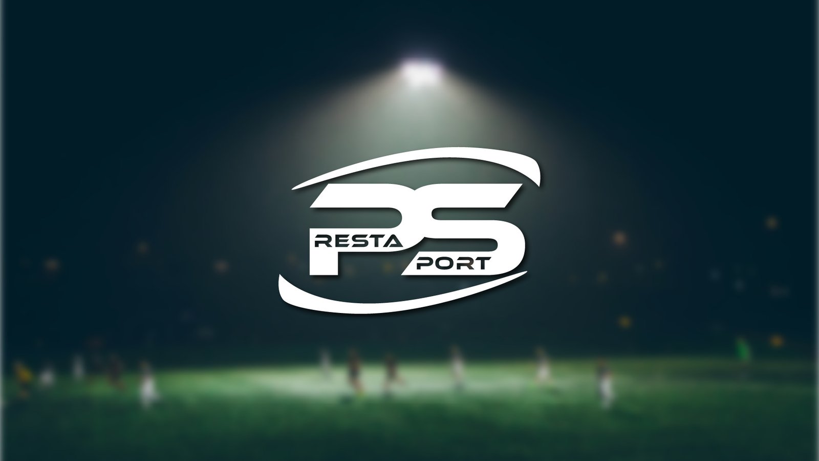 Logo Prestasport sur un fond de terrain de foot.