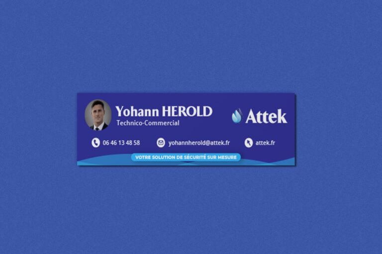 Bannière mail Attek avec informations commerciales.