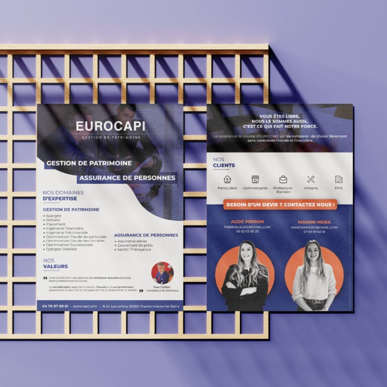 Mockup des flyers au format a5 de la société Eurocapi